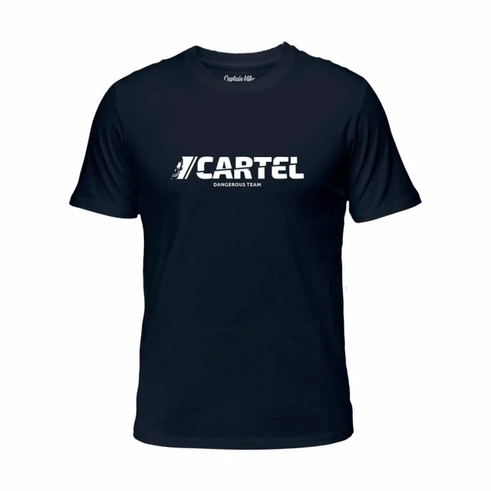 Koszulka męska bawełna turecka granatowa z nadrukiem, T-shirt Captain Mike