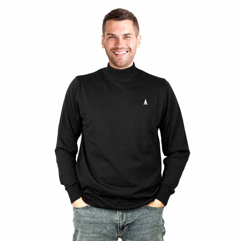 Sweter męski półgolf czarny Captain Mike