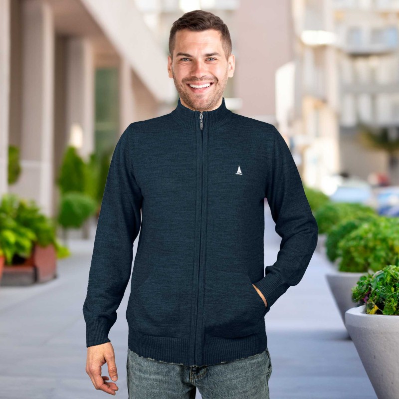 Sweter męski rozpinany czarny Captain Mike