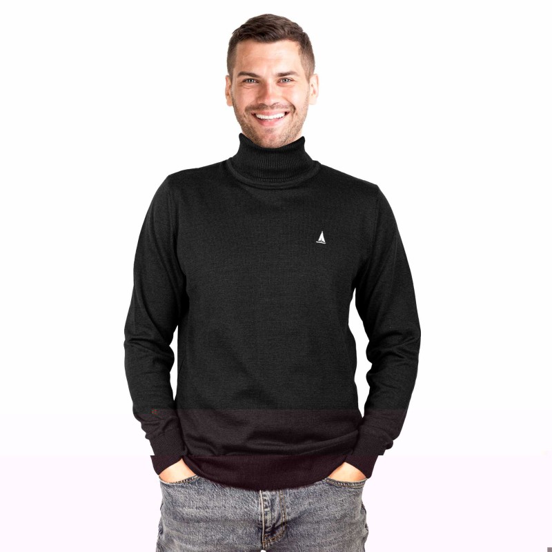 Sweter męski golf czarny Captain Mike