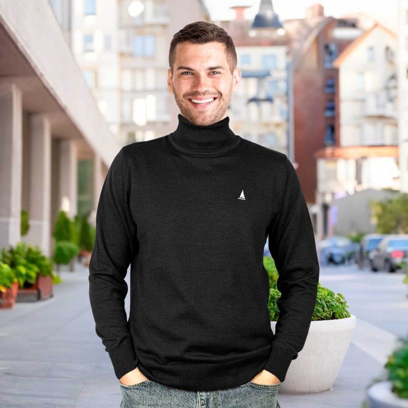 Sweter męski golf czarny Captain Mike