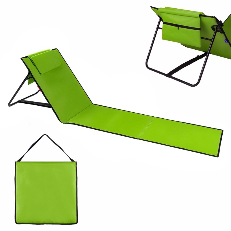 Lekki leżak plażowy, rozkładana mata z regulowanym oparciem Captain Mike