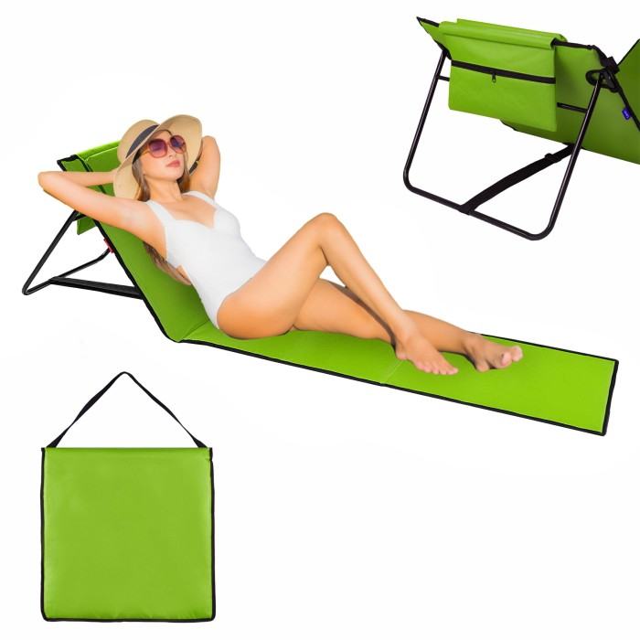 Lekki leżak plażowy, rozkładana mata z regulowanym oparciem Captain Mike