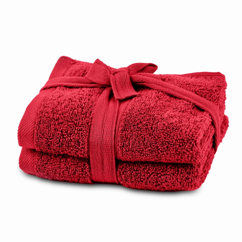 Zestaw 2x ręcznik do twarzy do rąk 30x50cm 100% pakistańska bawełna 600 GSM czerwony