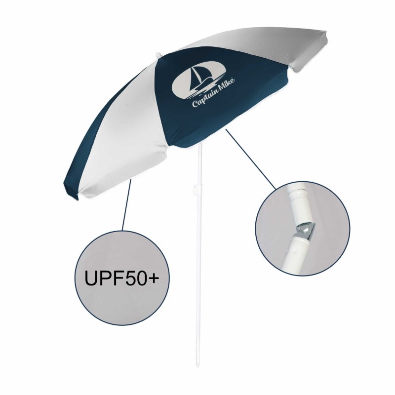 Parasol plażowy łamany z filtrem UPF50+ Captain Mike 160cm