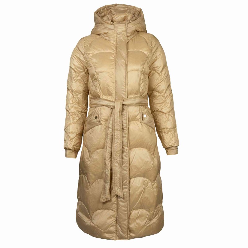 Kurtka damska zimowa z naturalnego puchu długa z kapturem LUGANO