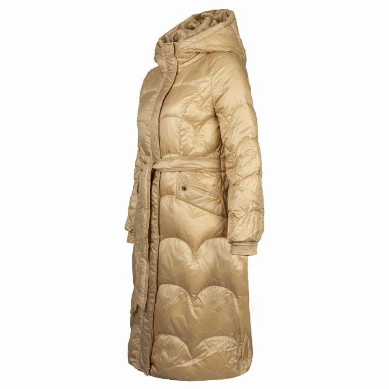 Kurtka damska zimowa z naturalnego puchu długa z kapturem LUGANO