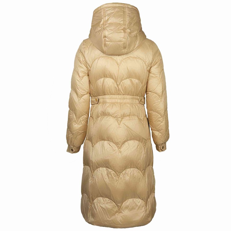 Kurtka damska zimowa z naturalnego puchu długa z kapturem LUGANO