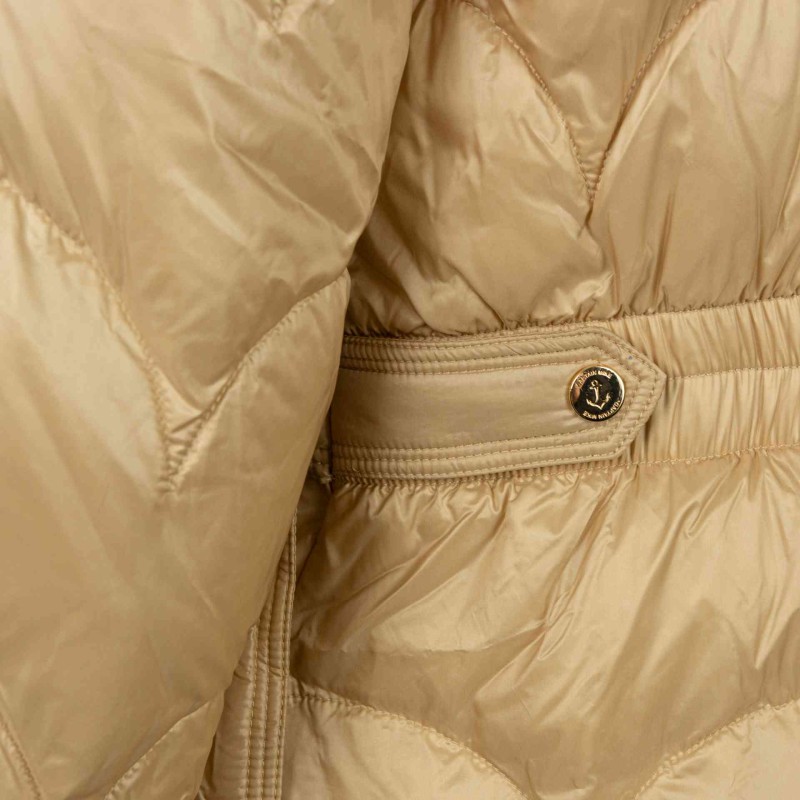 Kurtka damska zimowa z naturalnego puchu długa z kapturem LUGANO