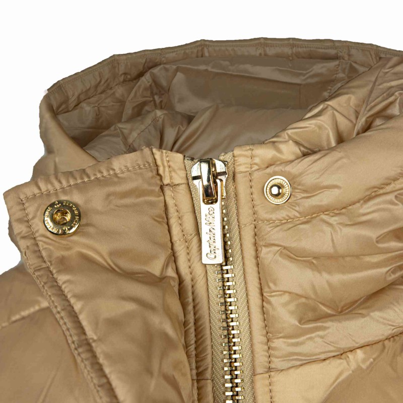 Kurtka damska zimowa z naturalnego puchu długa z kapturem LUGANO