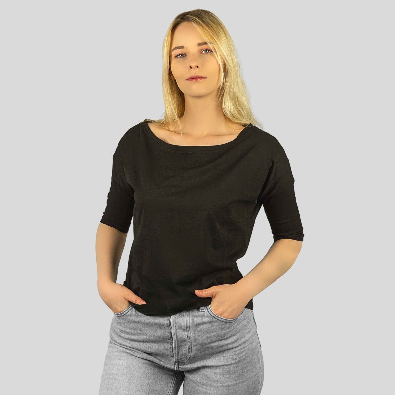 Koszulka Damska Luźna Czarna Bawełniana Captain Mike