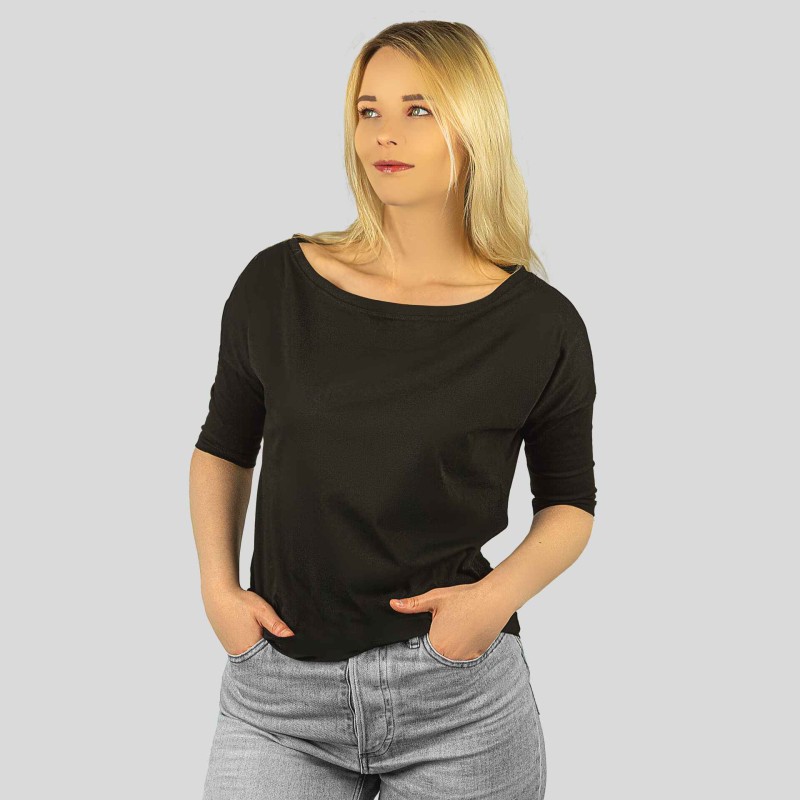 Koszulka Damska Luźna Czarna Bawełniana Captain Mike