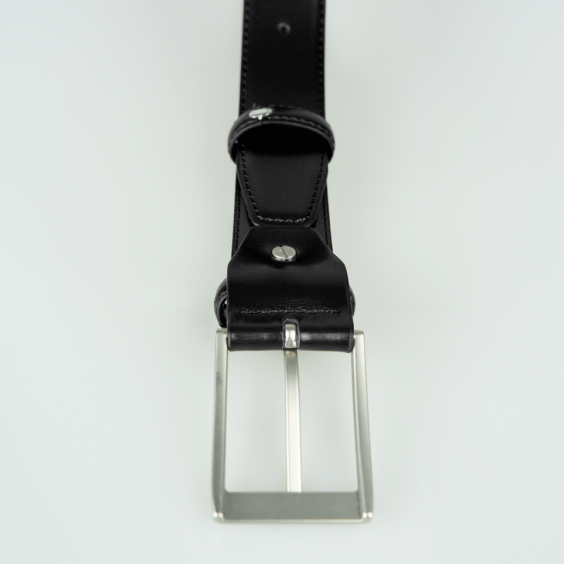 Skórzany pasek do spodni, klasyczny, czarny