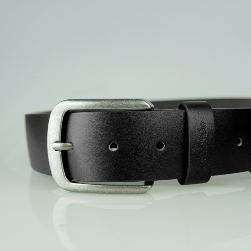 Skórzany pasek do spodni, klasyczny czarny