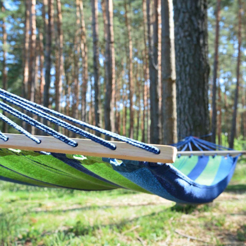 Wytrzymały Hamak OGRODOWY Brazylijski 200x80 cm do 110 kg Drewniany Stelaż