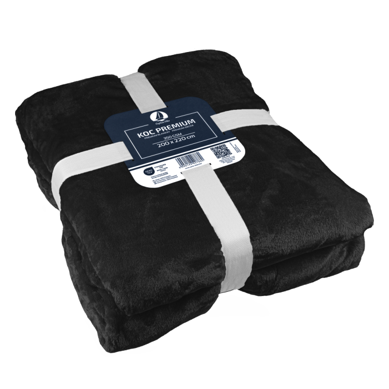 Koc polarowy 200x220 czarny, ciepły, miękki DLA ALERGIKÓW