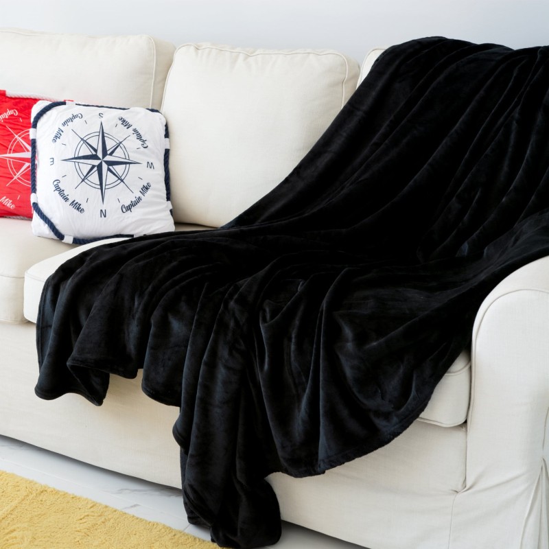 Koc polarowy 200x220 czarny, ciepły, miękki DLA ALERGIKÓW