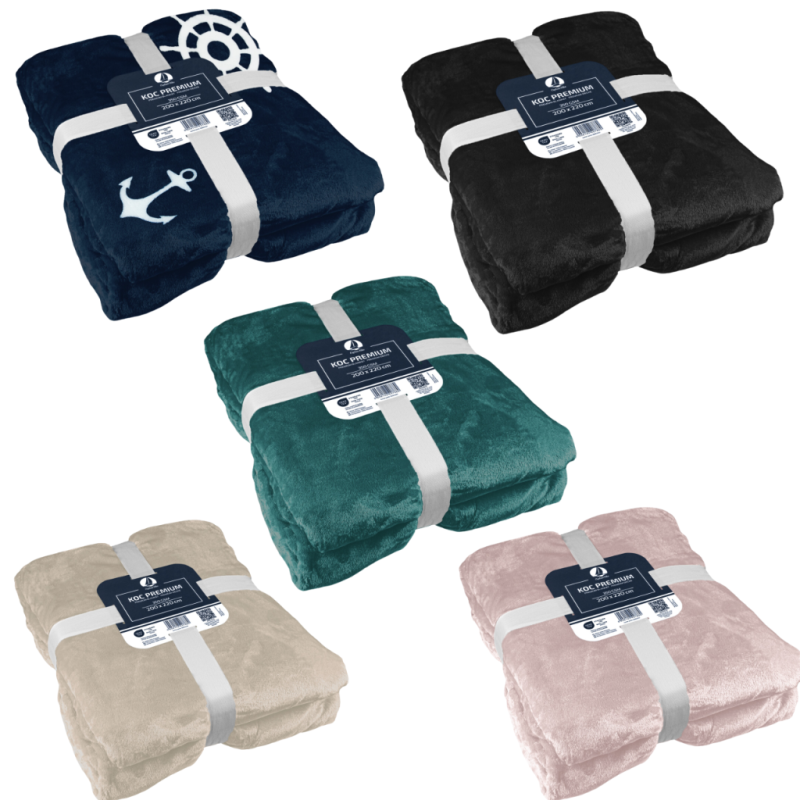 Koc polarowy 200x220 czarny, ciepły, miękki DLA ALERGIKÓW