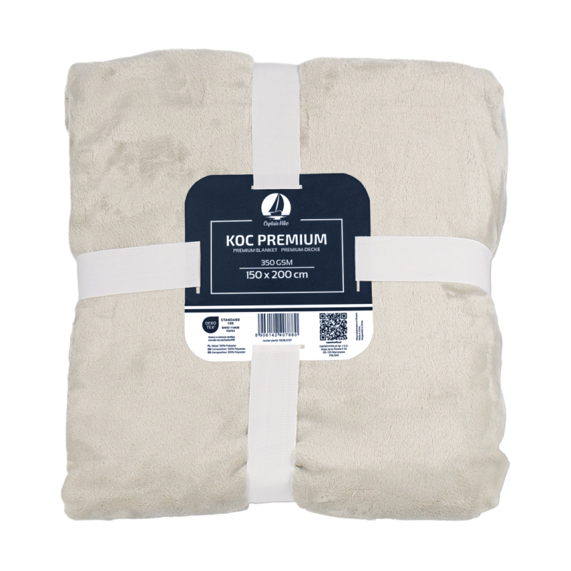 Koc polarowy 150x200 kremowy, ciepły, miękki DLA ALERGIKÓW