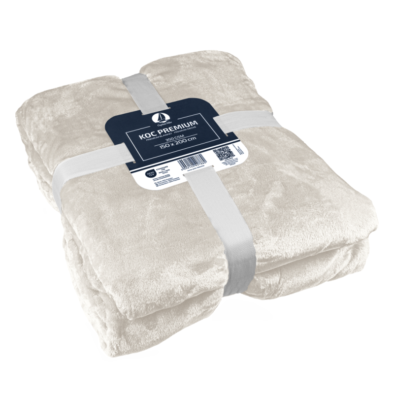 Koc polarowy 150x200 kremowy, ciepły, miękki DLA ALERGIKÓW