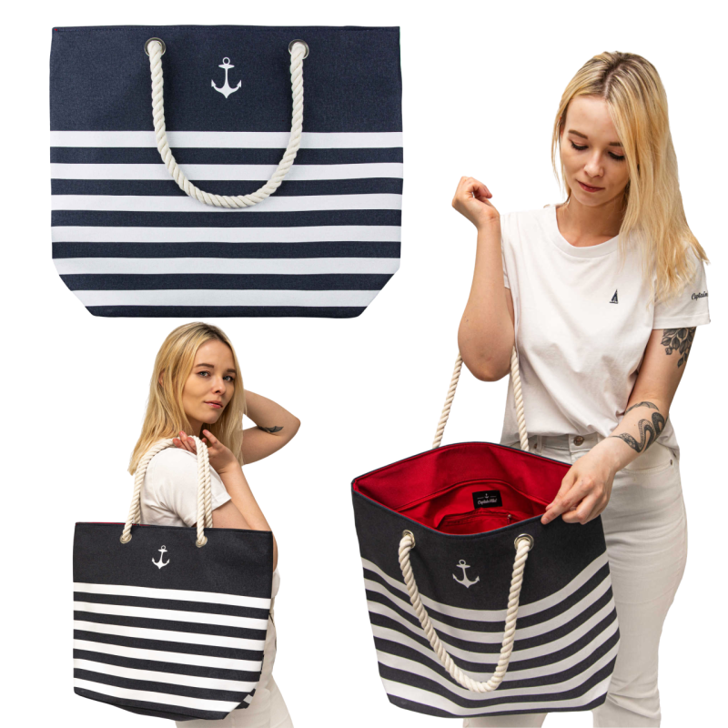 Torba plażowa Captain Mike marynarska żeglarska duża w paski L