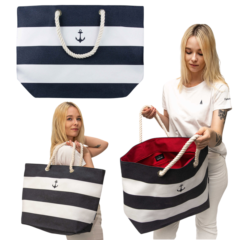 Torba plażowa Captain Mike marynarska żeglarska duża w pasy XL