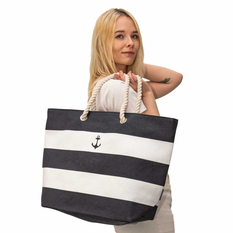 Torba plażowa Captain Mike marynarska żeglarska duża w pasy XL