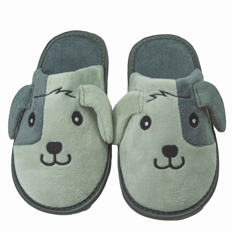Kapcie dziecięce laczki piesek szare wygodne wsuwane Captain Mike