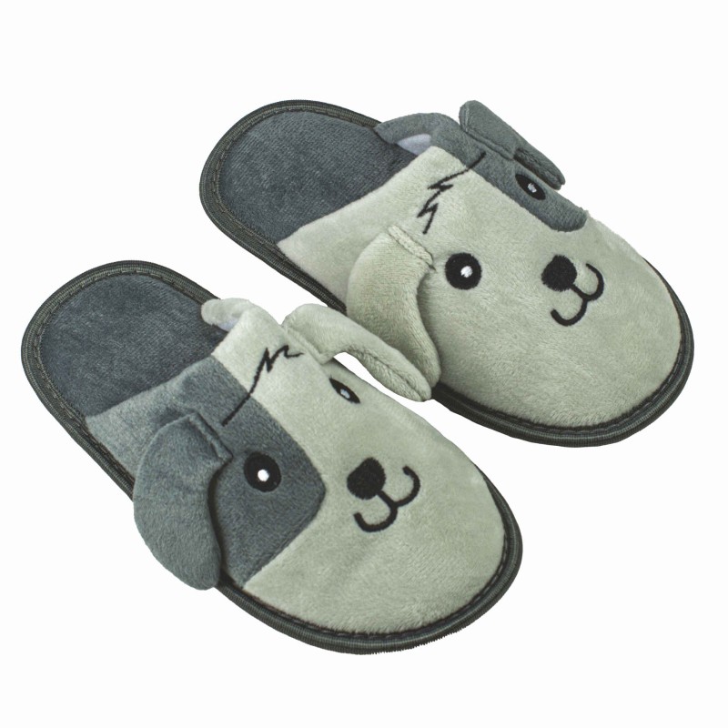 Kapcie dziecięce laczki piesek szare wygodne wsuwane Captain Mike