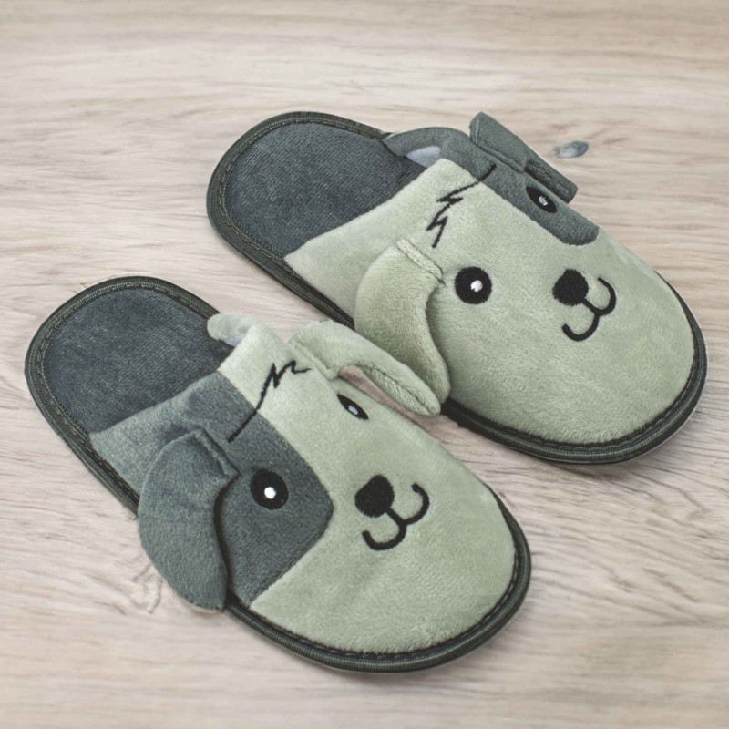 Kapcie dziecięce laczki piesek szare wygodne wsuwane Captain Mike