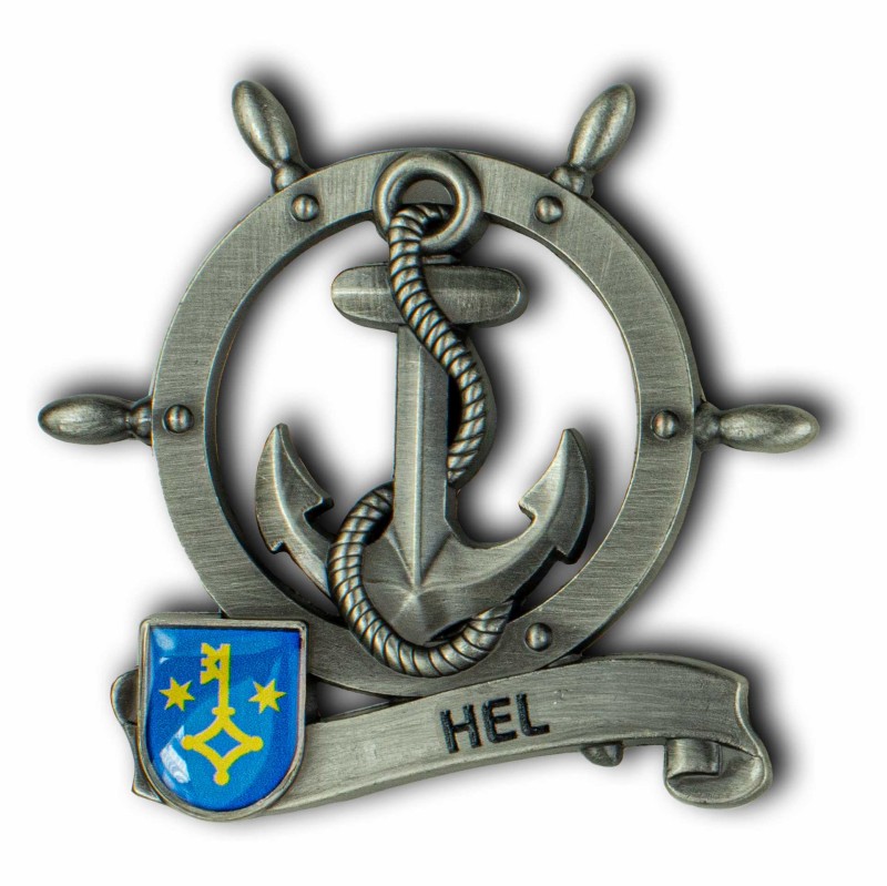 Magnes metalowy koło sterowe pamiątka Hel Captain Mike