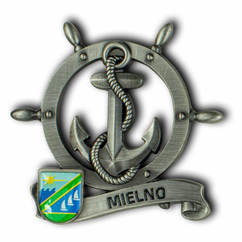Magnes metalowy koło sterowe pamiątka Mielno Captain Mike