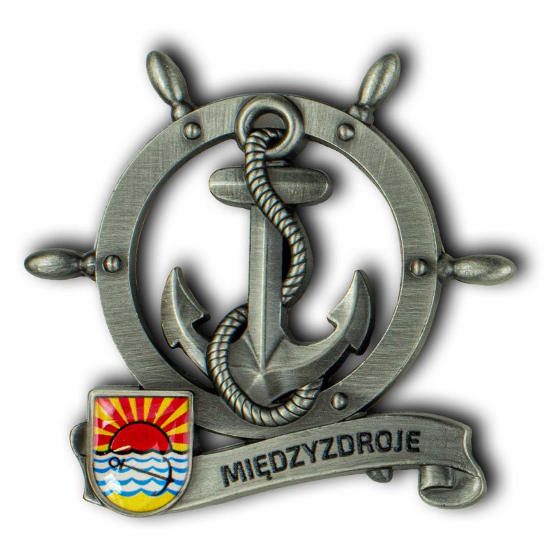 Magnes metalowy koło sterowe pamiątka Międzyzdroje Captain Mike