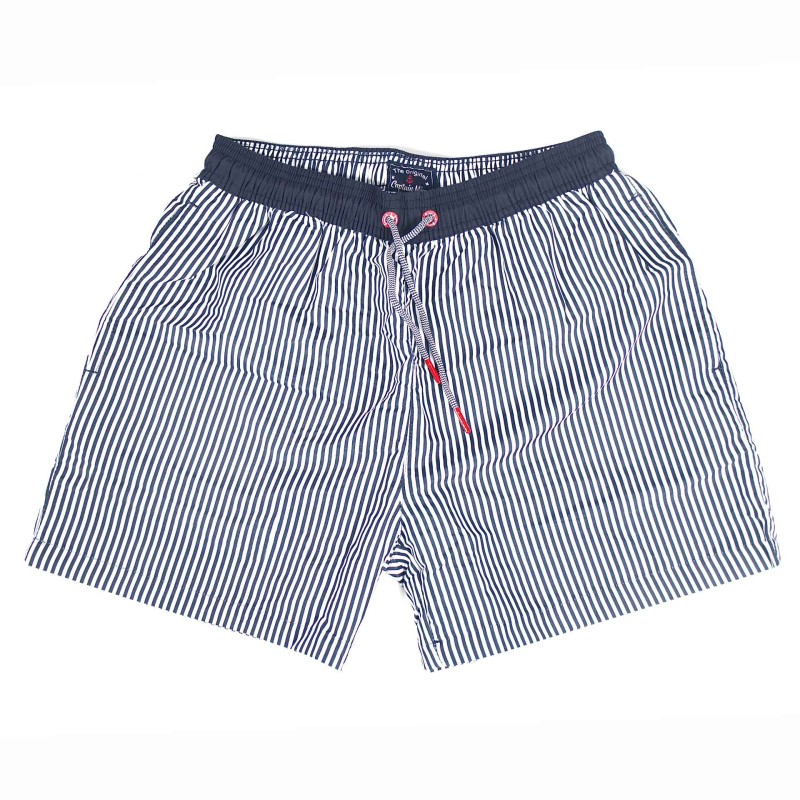 Szorty kąpielowe chłopięce szybkoschnące na plaże w paski Captain Mike