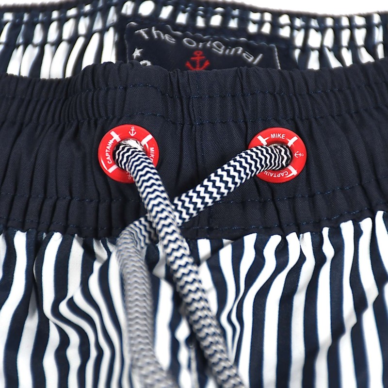 Szorty kąpielowe chłopięce szybkoschnące na plaże w paski Captain Mike