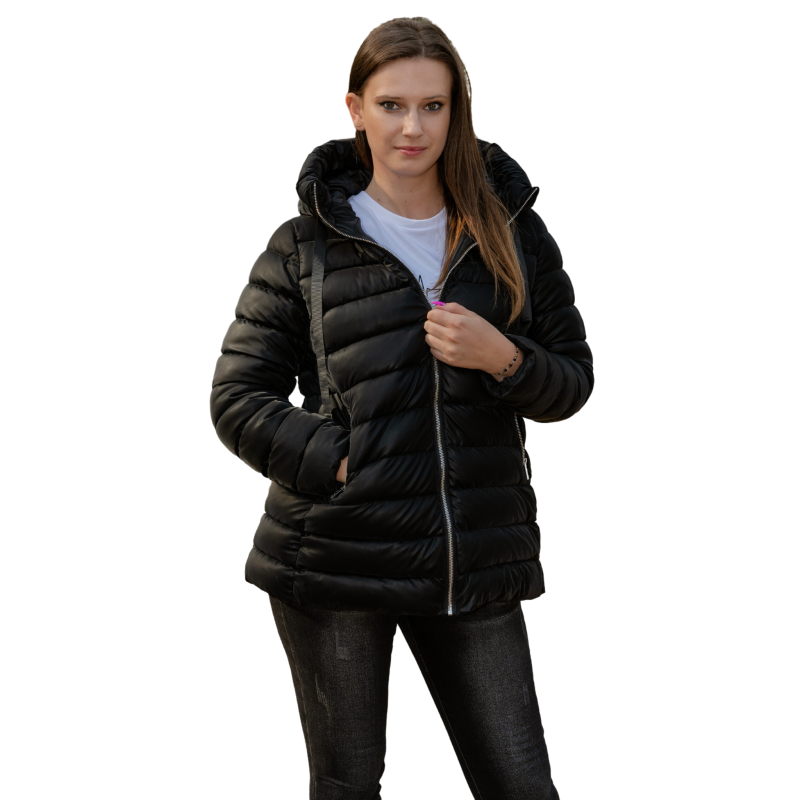 Kurtka damska zimowa puchowa z kapturem LIVIGNO czarna
