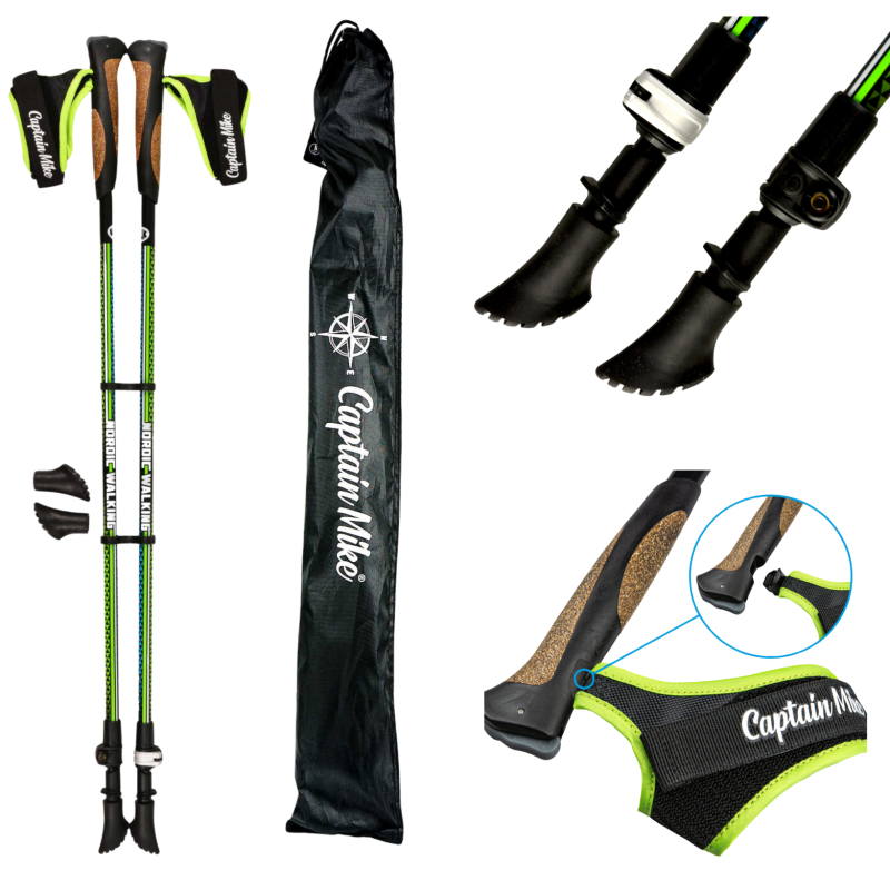 Kijki do chodzenia 50% karbon NORDIC WALKING Regulacja ZESTAW Captain Mike