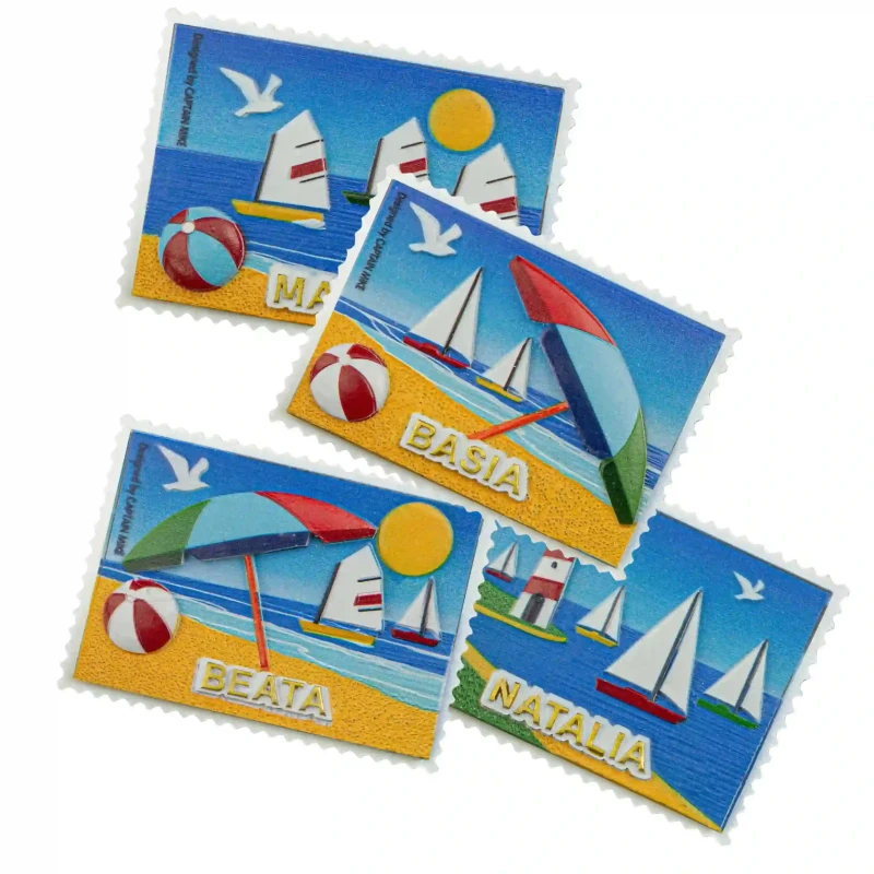 Magnes Imienny w Kształcie Znaczka Pocztowego z Motywem Morskim NATALIA