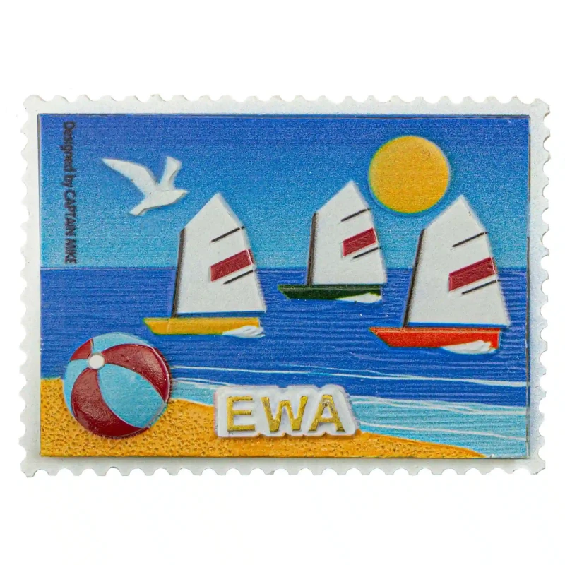 Magnes Imienny w Kształcie Znaczka Pocztowego z Motywem Morskim EWA