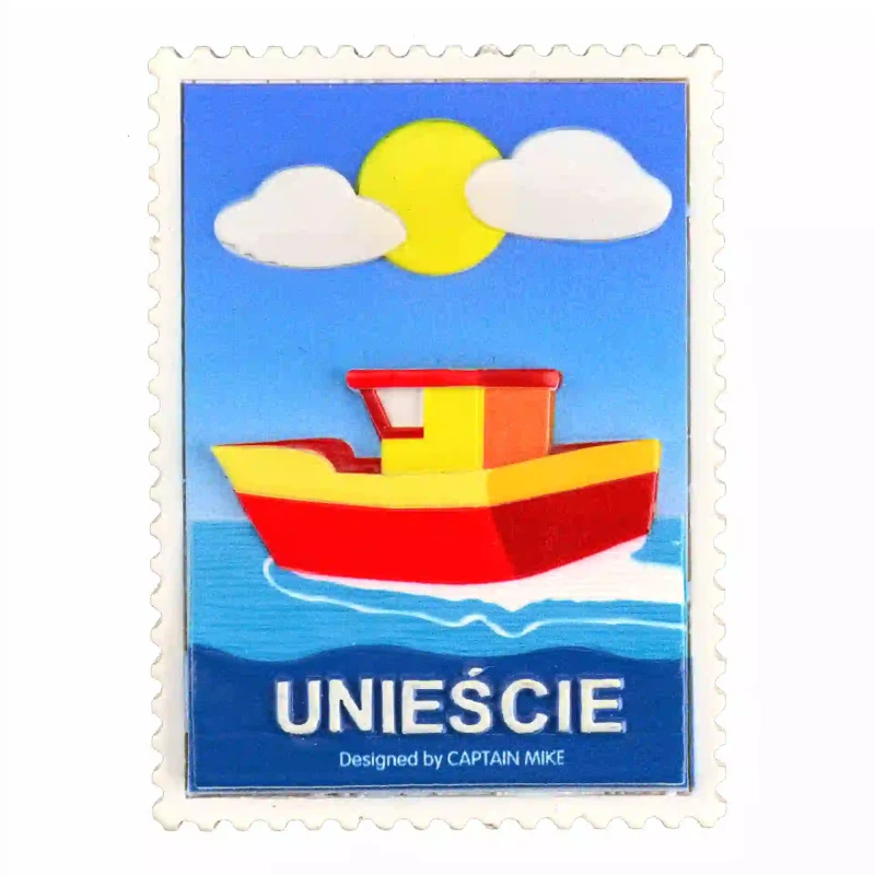Magnes w Kształcie Znaczka Pocztowego z Motywem Morskim UNIEŚCIE
