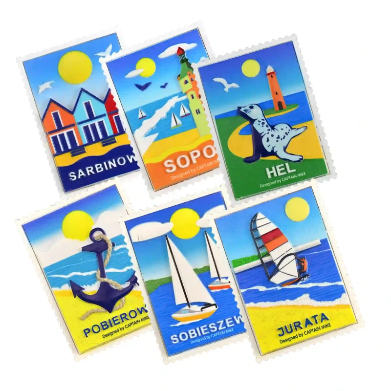 Magnes w Kształcie Znaczka Pocztowego z Motywem Morskim BAŁTYK