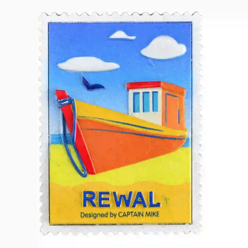 Magnes w Kształcie Znaczka Pocztowego z Motywem Morskim REWAL