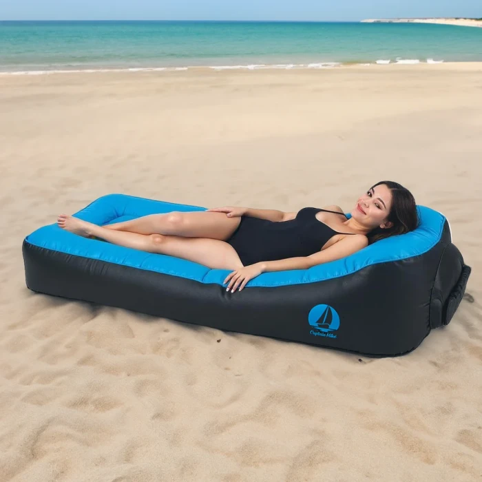 WYTRZYMAŁY Materac DMUCHANY DUŻY Lazy Bag Leżak NA PLAŻĘ AIR SOFA Captain Mike