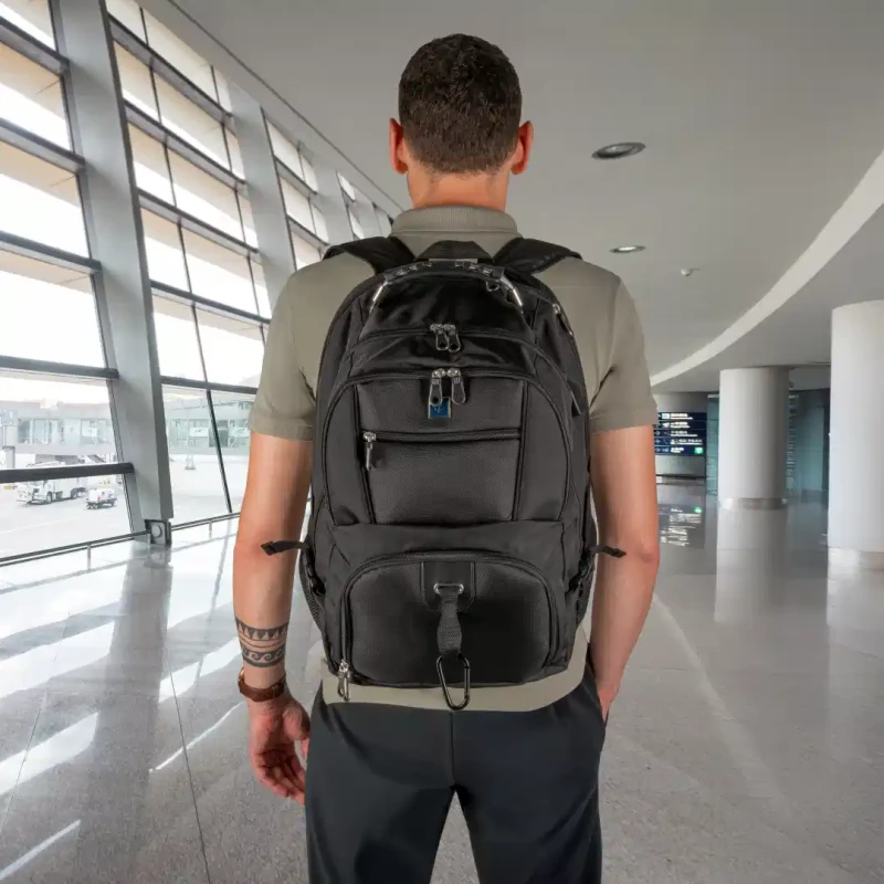 Plecak turystyczny 46x35x19 do samolotu 40L podróżny bagaż podręczny czarny LARCH