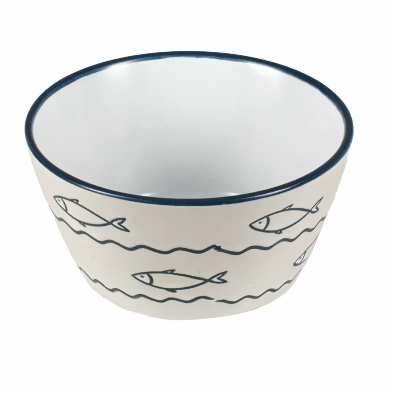 Miseczka kamionkowa ceramiczna biała z motywem rybek Captain Mike