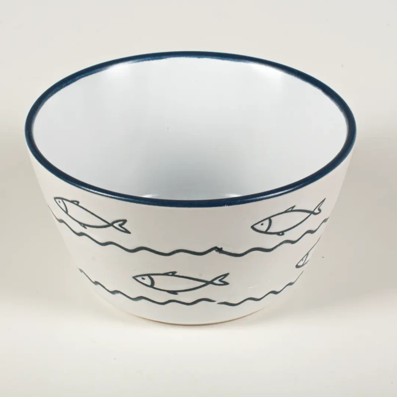 Miseczka kamionkowa ceramiczna biała z motywem rybek Captain Mike