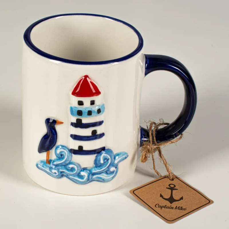 Kubek ceramiczny z motywem latarni morskiej i mewy Captain Mike 290ml