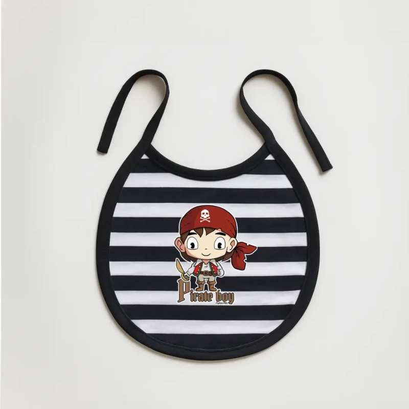 Śliniak dziewczęcy BAWEŁNIANY w paski granatowy wiązany Captain Mike