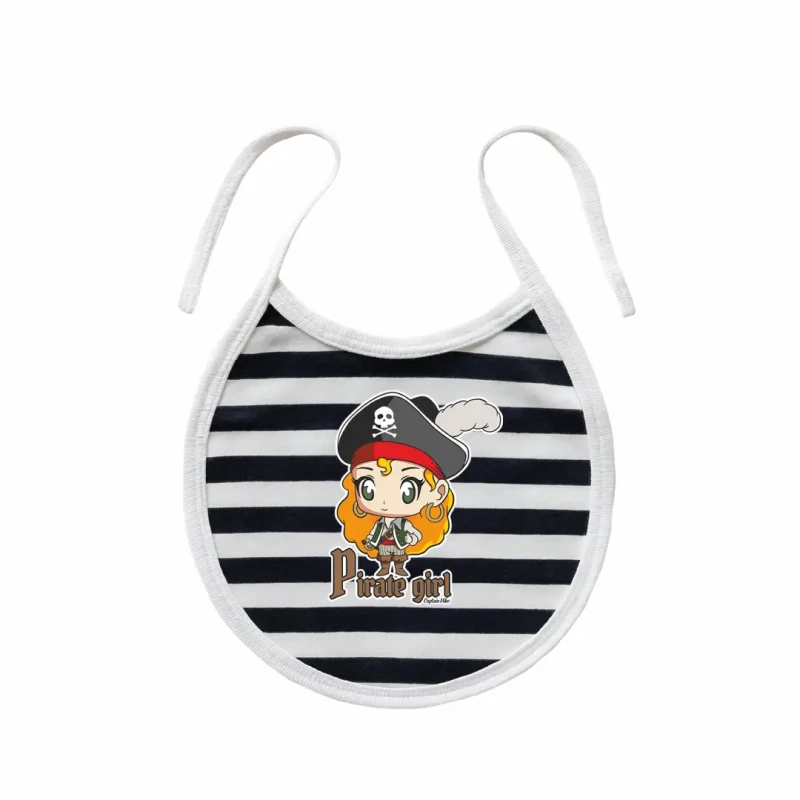 Śliniak dziewczęcy BAWEŁNIANY w paski biały wiązany Captain Mike