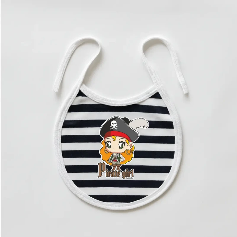 Śliniak dziewczęcy BAWEŁNIANY w paski biały wiązany Captain Mike